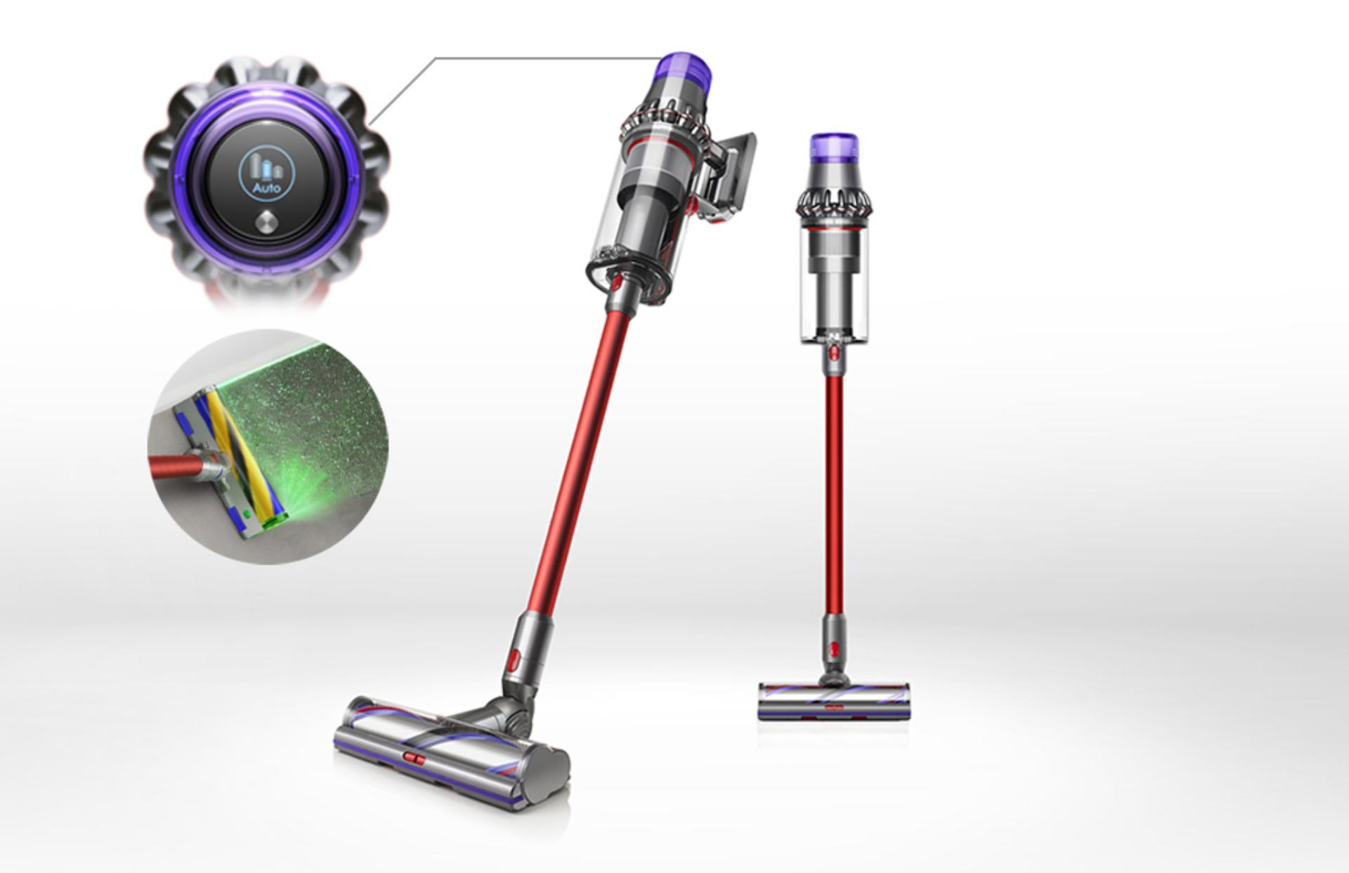 Dyson Outsize vaccum cleaner lifting dirt from floor